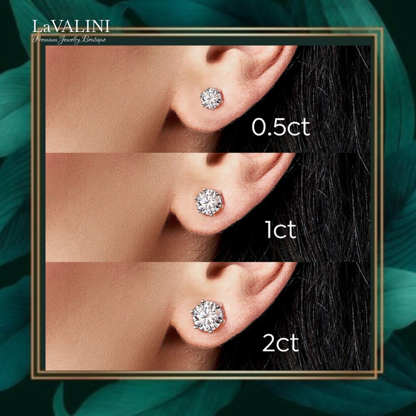 Moissanite Elegance Stud Earrings 6-Prong Push Back in 925 Sterling Silver