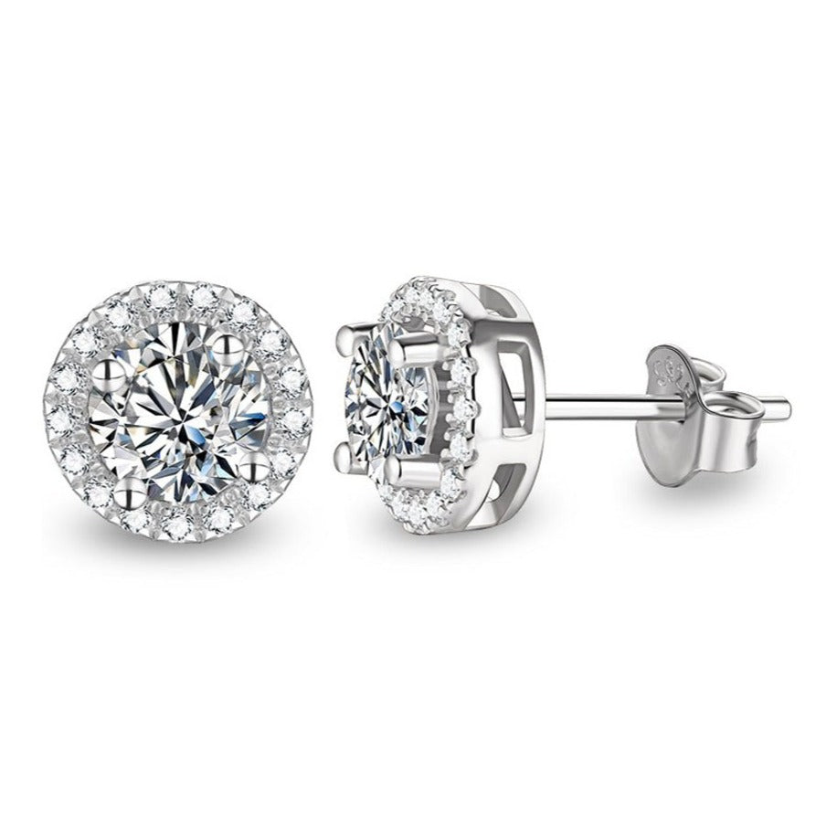 Moissanite Beatrice Halo Stud Earrings