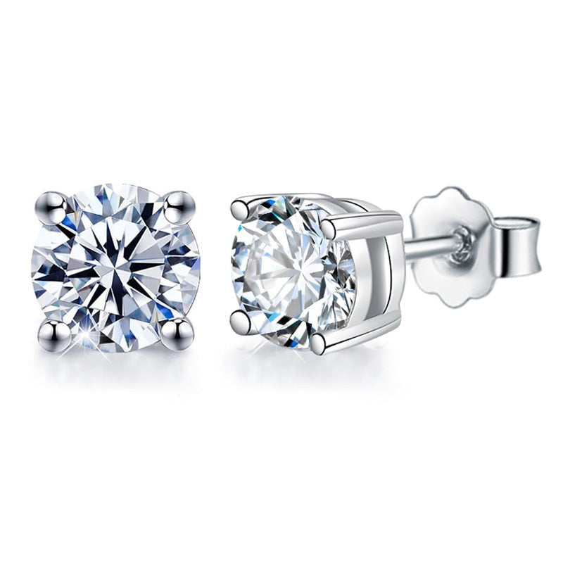 Moissanite Elegance Stud Earrings 4-Prong Push Back