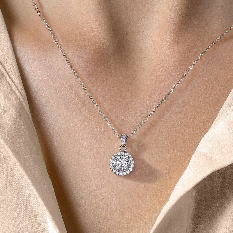 Moissanite Beatrice Pendant in 925 Sterling Silver with Chain