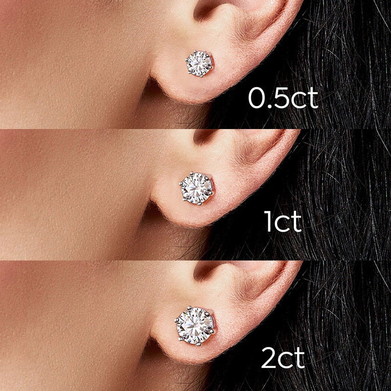 LaVALINI™ Moissanite Elegance Stud Earrings 6-Prong Screw Back in 925 Sterling Silver