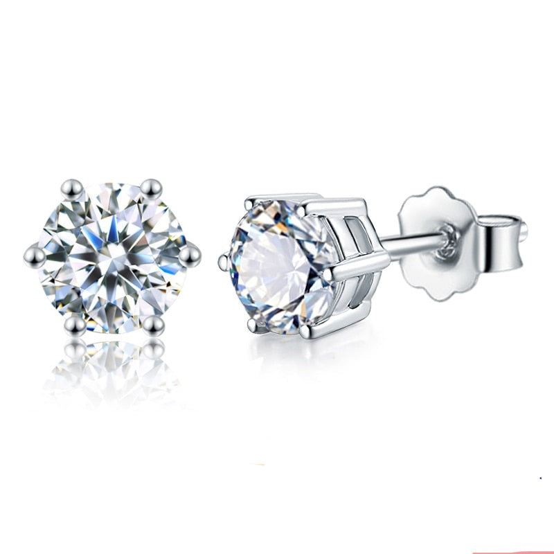 LaVALINI™ Moissanite Elegance Stud Earrings 6-Prong Screw Back in 925 Sterling Silver