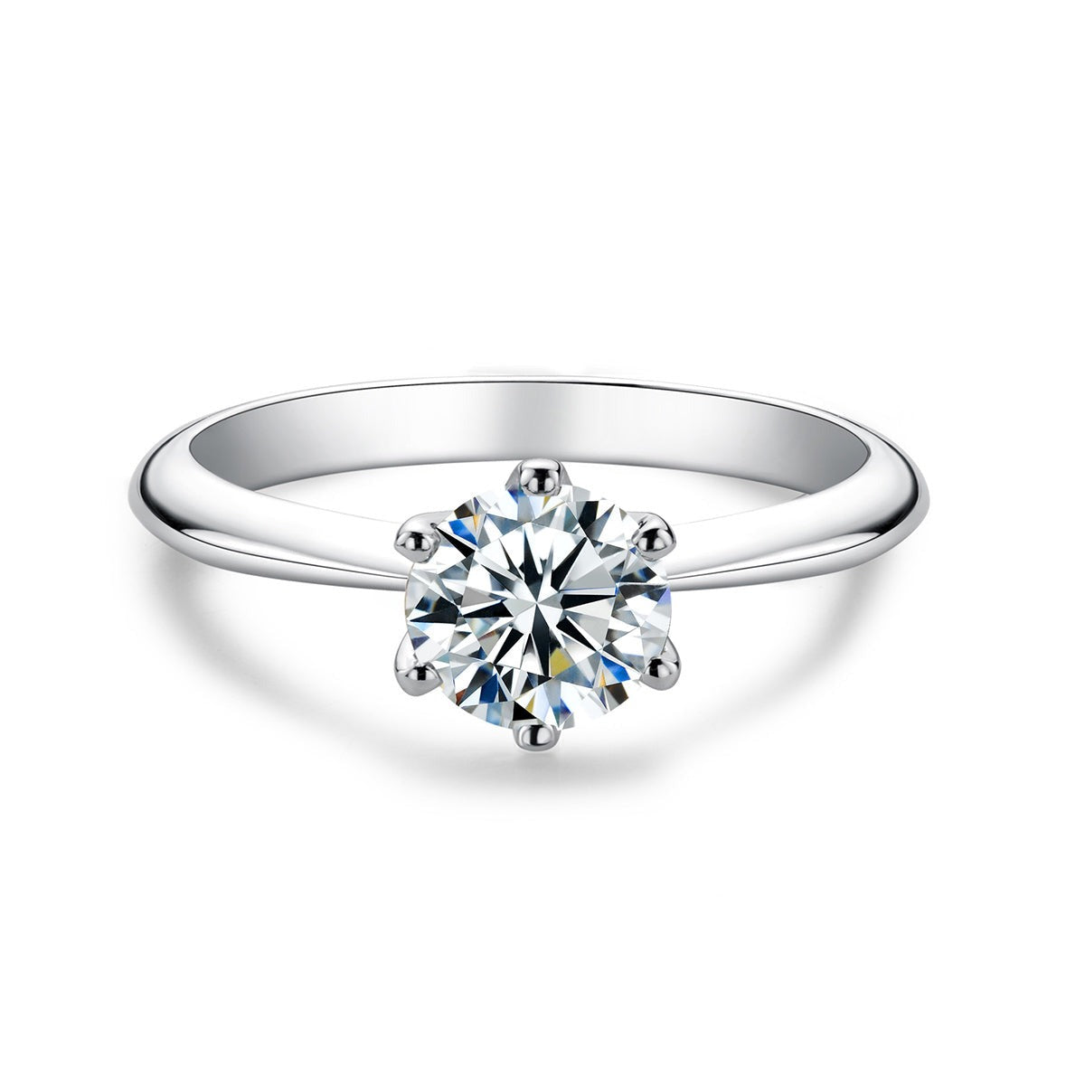 Moissanite Classic Solitaire Ring in 925 Sterling Silver