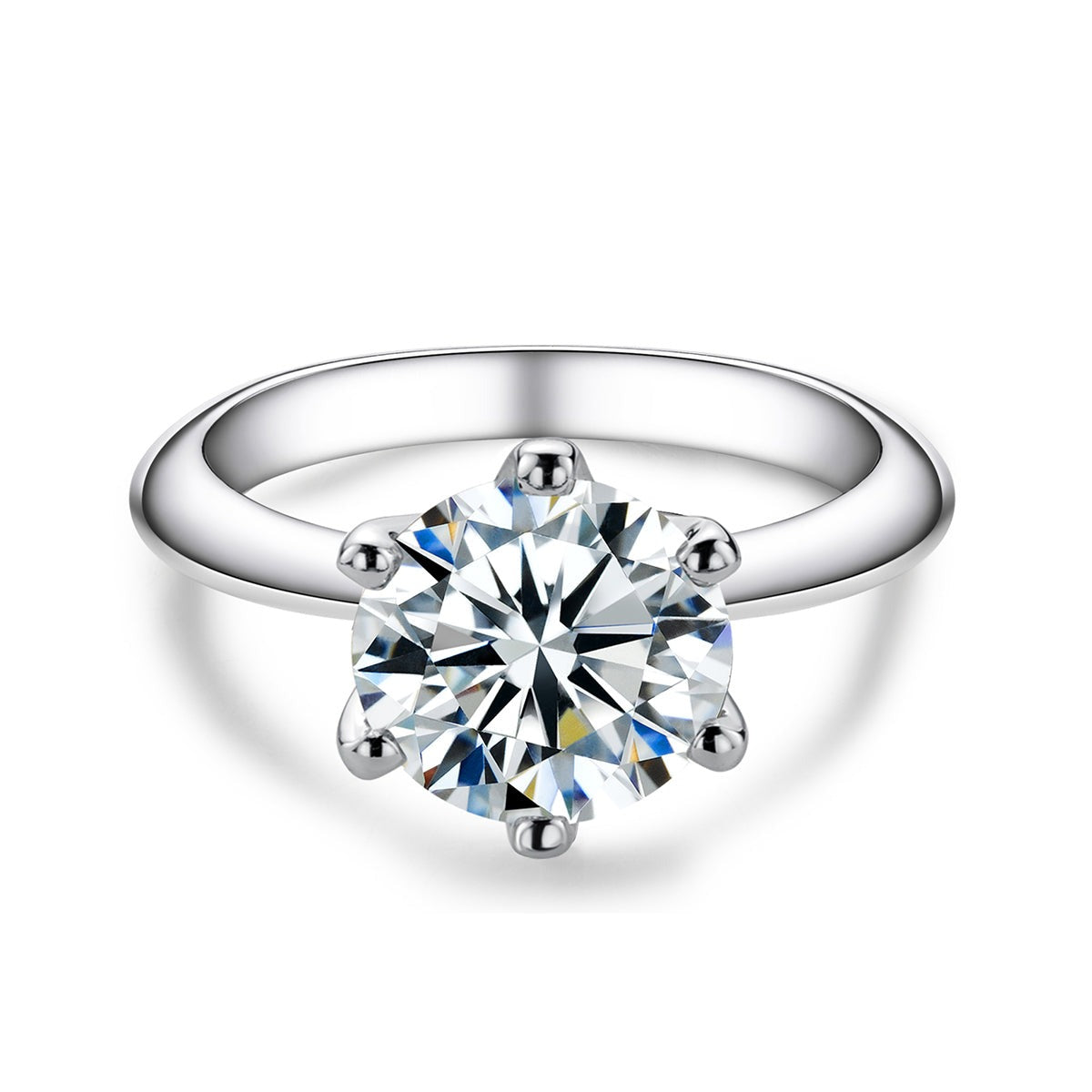 Moissanite Classic Solitaire Ring in 925 Sterling Silver