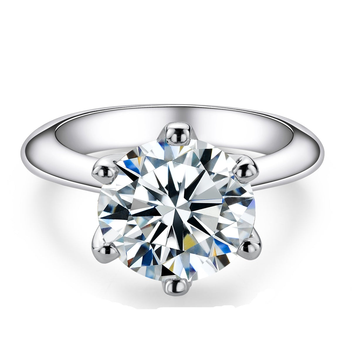 Moissanite Classic Solitaire Ring in 925 Sterling Silver