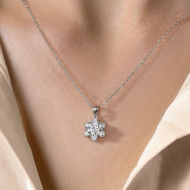 Moissanite Dahlia Necklace with Chain