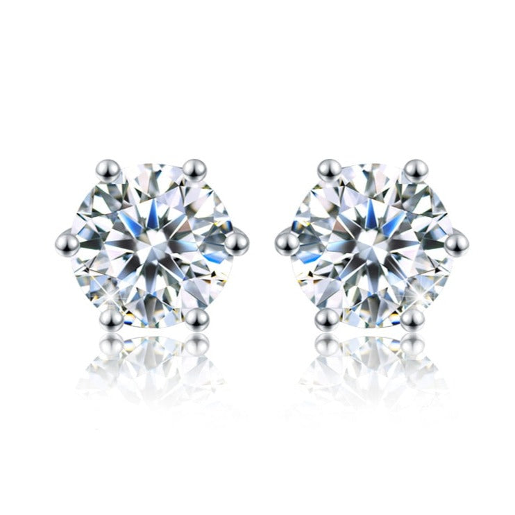 LaVALINI™ Moissanite Elegance Stud Earrings 6-Prong Screw Back in 925 Sterling Silver