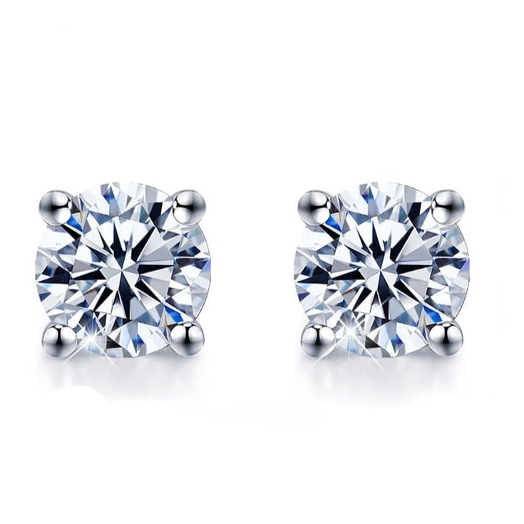 Moissanite Elegance Stud Earrings 4-Prong Push Back