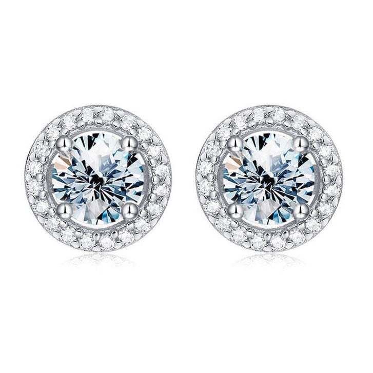 Moissanite Beatrice Halo Stud Earrings